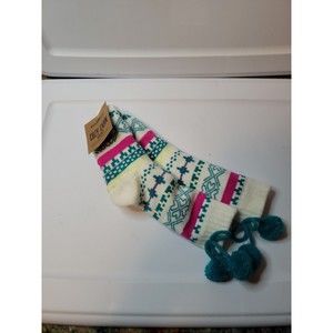Northeast Outfitters Cozy Cabin PomPom Nordic Aloe Slipper Socks Women Small New